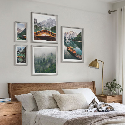 Tableau de décoration murale Bateaux sur les lacs de montagne calmes