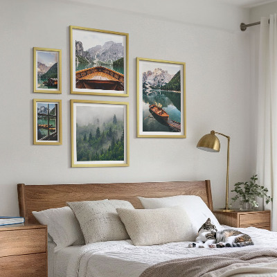 Tableau de décoration murale Bateaux sur les lacs de montagne calmes