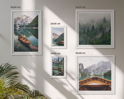 Tableau de décoration murale Bateaux sur les lacs de montagne calmes