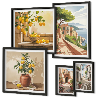 Lot de tableaux encadrés Vues charmantes sur la Méditerranée