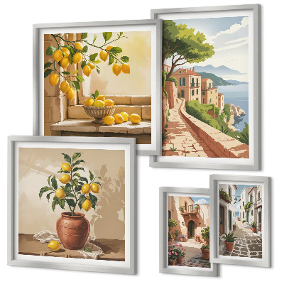 Lot de tableaux encadrés Vues charmantes sur la Méditerranée