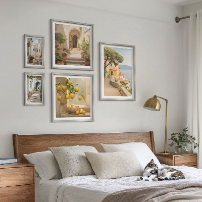 Ensemble de 5 tableaux Rues charmantes regorgeant de fruits de mer