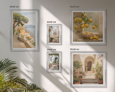 Ensemble de 5 tableaux Rues charmantes regorgeant de fruits de mer
