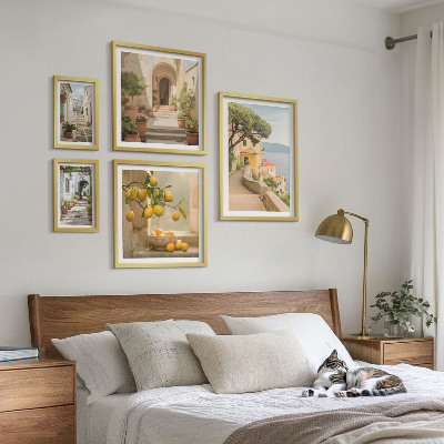 Ensemble de 5 tableaux Rues charmantes regorgeant de fruits de mer