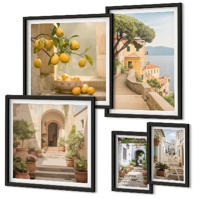 Ensemble de 5 tableaux Rues charmantes regorgeant de fruits de mer