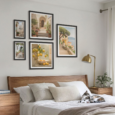 Ensemble de 5 tableaux Rues charmantes regorgeant de fruits de mer