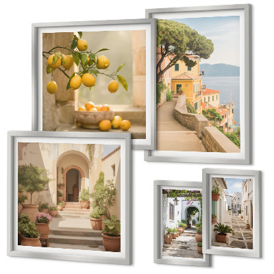 Ensemble de 5 tableaux Rues charmantes regorgeant de fruits de mer