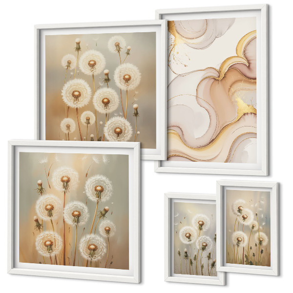 Lot de tableaux encadrés Motifs floraux de nature délicate