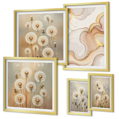 Lot de tableaux encadrés Motifs floraux de nature délicate