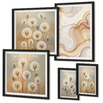 Lot de tableaux encadrés Motifs floraux de nature délicate