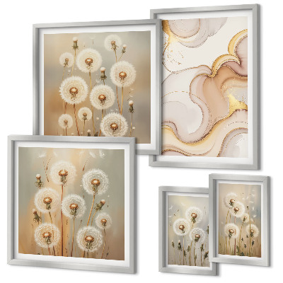 Lot de tableaux encadrés Motifs floraux de nature délicate