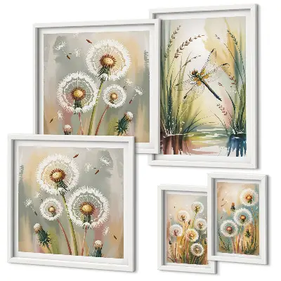 Tableau de décoration murale libellules florales style naturel