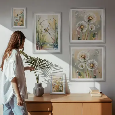 Tableau de décoration murale libellules florales style naturel