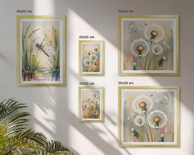 Tableau de décoration murale libellules florales style naturel