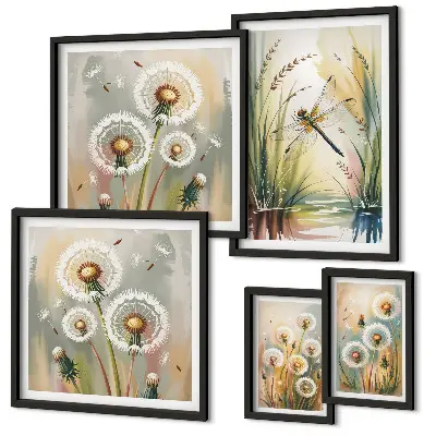 Tableau de décoration murale libellules florales style naturel