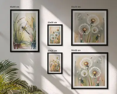 Tableau de décoration murale libellules florales style naturel