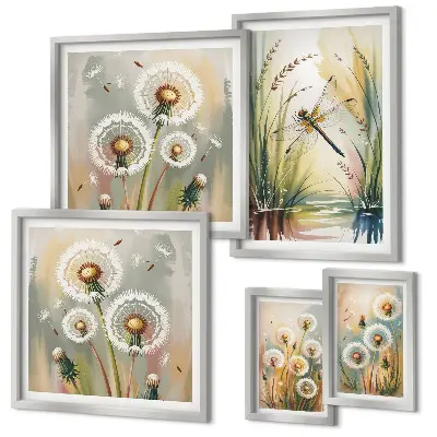 Tableau de décoration murale libellules florales style naturel