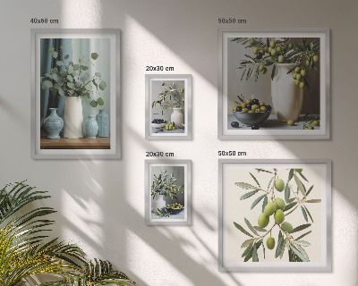 Ensemble de 5 tableaux Fleurs d'oliviers verts style scandinave