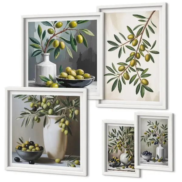 Tableau de décoration murale avec des touches d'olive pour un intérieur rustique