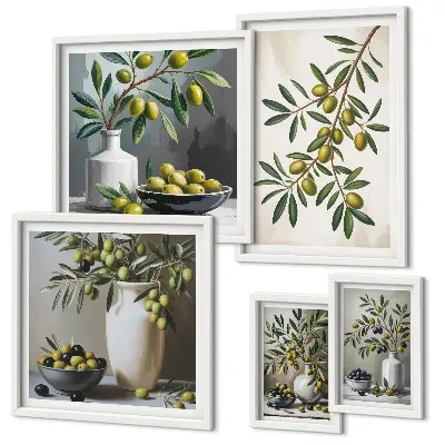 Tableau de décoration murale avec des touches d'olive pour un intérieur rustique