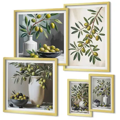 Tableau de décoration murale avec des touches d'olive pour un intérieur rustique