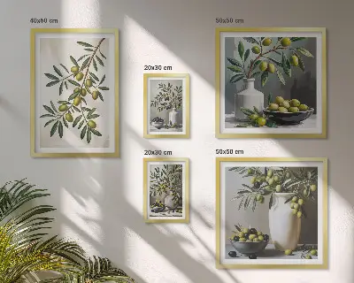 Tableau de décoration murale avec des touches d'olive pour un intérieur rustique