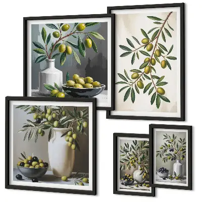 Tableau de décoration murale avec des touches d'olive pour un intérieur rustique