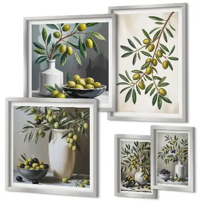 Tableau de décoration murale avec des touches d'olive pour un intérieur rustique