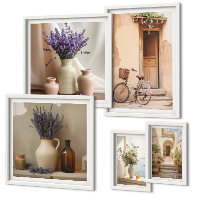 Tableau de décoration murale Intérieurs élégants avec un vélo et des fleurs
