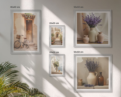 Tableau de décoration murale Intérieurs élégants avec un vélo et des fleurs