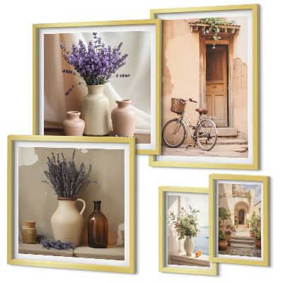 Tableau de décoration murale Intérieurs élégants avec un vélo et des fleurs