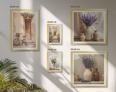 Tableau de décoration murale Intérieurs élégants avec un vélo et des fleurs