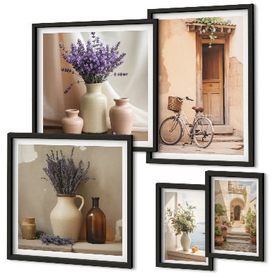 Tableau de décoration murale Intérieurs élégants avec un vélo et des fleurs