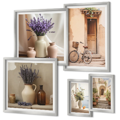 Tableau de décoration murale Intérieurs élégants avec un vélo et des fleurs
