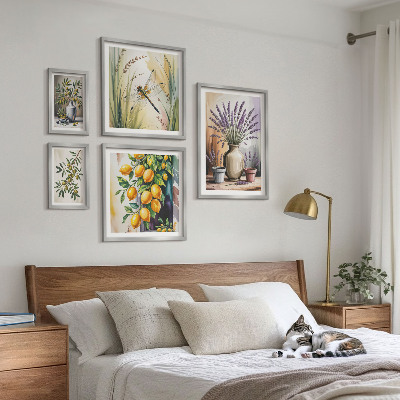 Lot de tableaux encadrés Olives citronnées florales rustiques