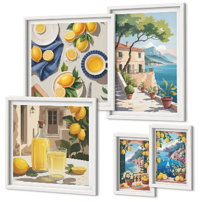Ensemble de 5 tableaux Citrons avec une vue pittoresque