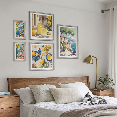 Ensemble de 5 tableaux Citrons avec une vue pittoresque