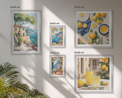 Ensemble de 5 tableaux Citrons avec une vue pittoresque
