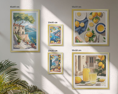 Ensemble de 5 tableaux Citrons avec une vue pittoresque