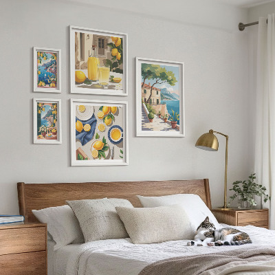 Ensemble de 5 tableaux Citrons avec une vue pittoresque