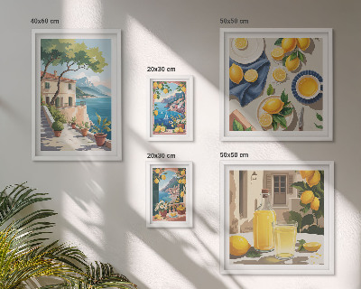 Ensemble de 5 tableaux Citrons avec une vue pittoresque