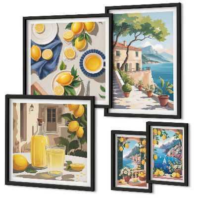 Ensemble de 5 tableaux Citrons avec une vue pittoresque