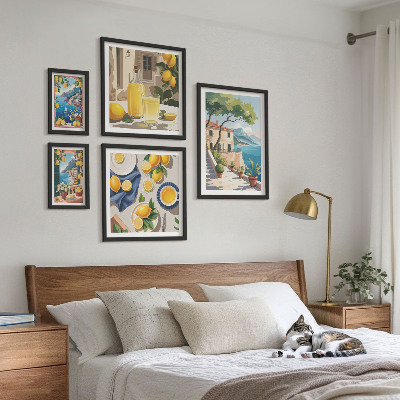 Ensemble de 5 tableaux Citrons avec une vue pittoresque