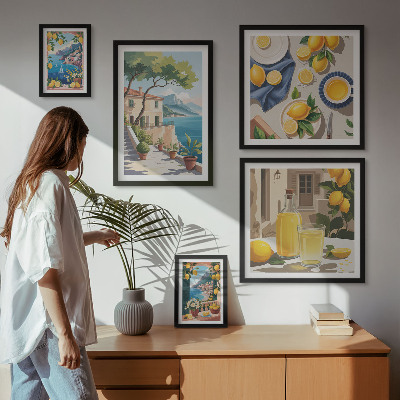 Ensemble de 5 tableaux Citrons avec une vue pittoresque