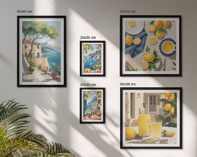 Ensemble de 5 tableaux Citrons avec une vue pittoresque