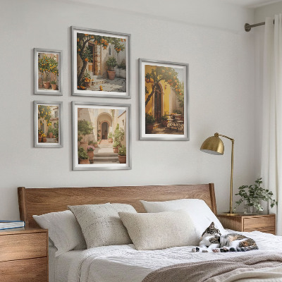 Lot de tableaux encadrés Charmantes rues orangées
