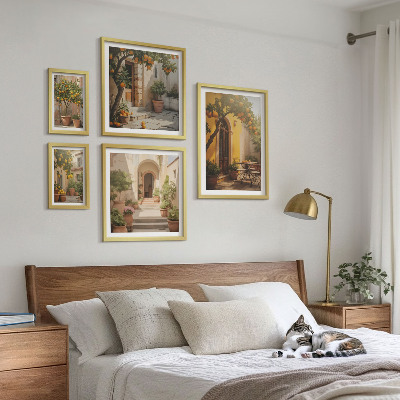 Lot de tableaux encadrés Charmantes rues orangées