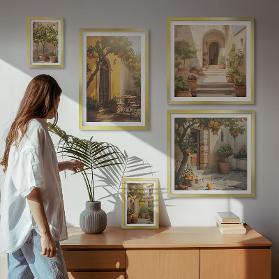 Lot de tableaux encadrés Charmantes rues orangées