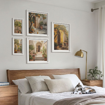 Lot de tableaux encadrés Charmantes rues orangées