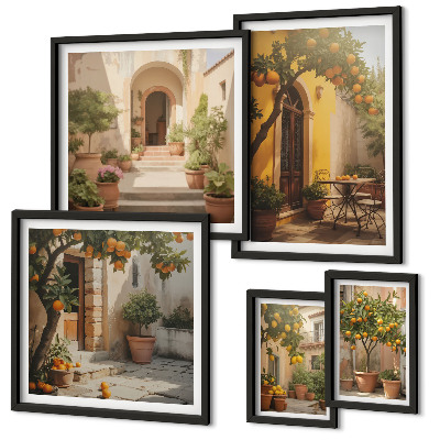 Lot de tableaux encadrés Charmantes rues orangées